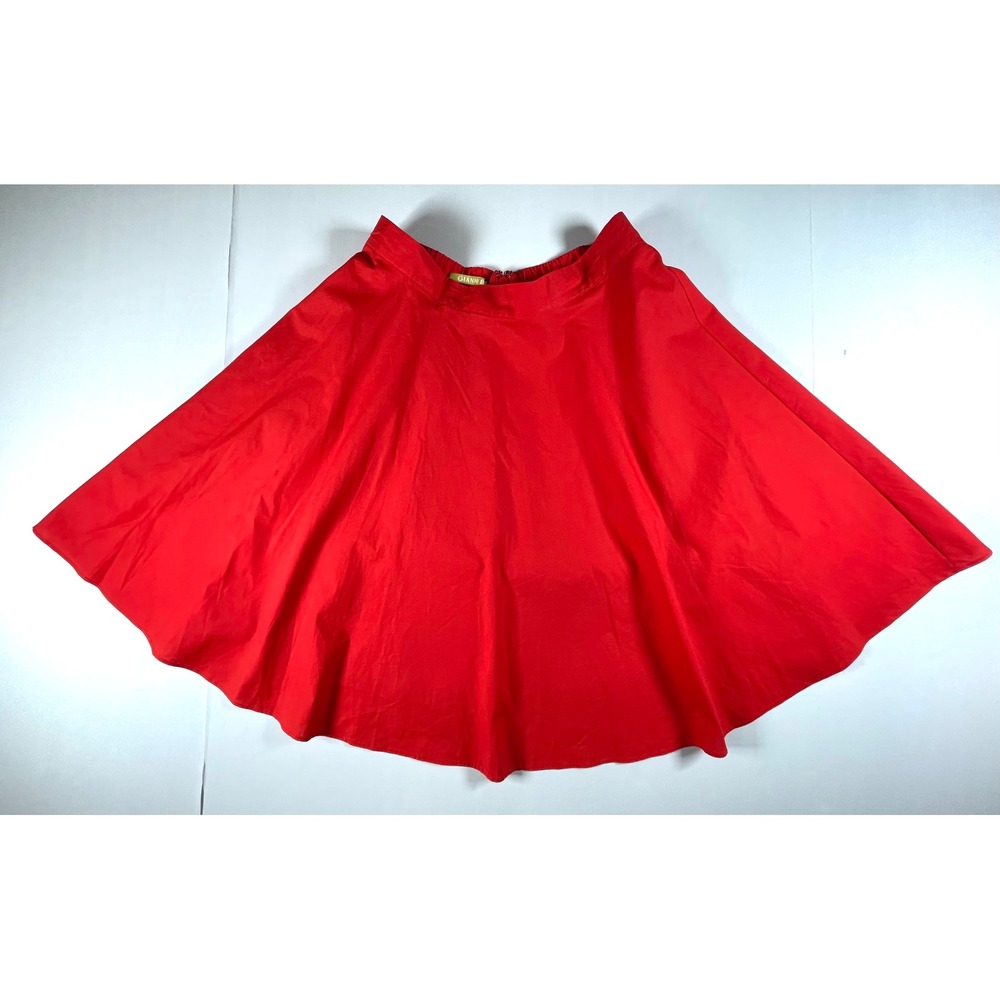 NEW Gianni B Julia Skirt Women XS Red Fiery Flared A-Line Cotton Mini